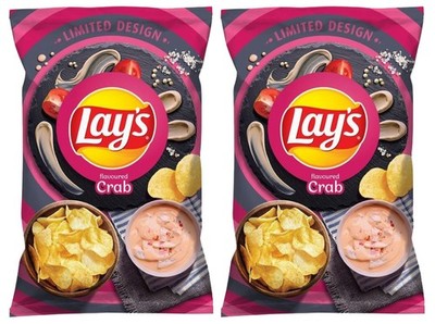 2 LAYS CRAB Flavor Potato Chips Bags Crisps Snacks 130g 4.6oz