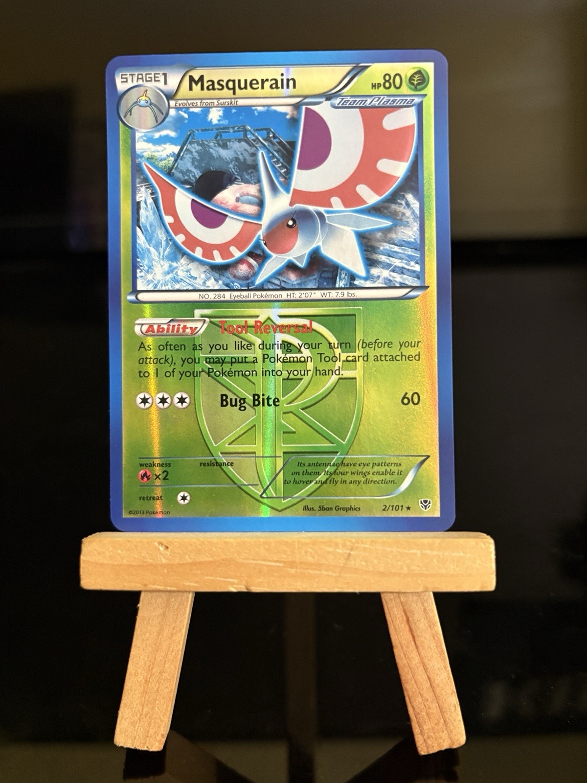 Masquerain Team Plasma 2/101 Plasma Blast Reverse Holo Rare NM Pokemon TCG Card