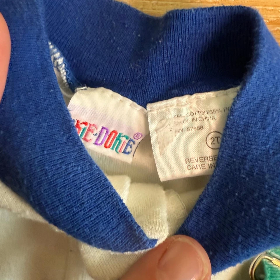 Mono de béisbol vintage Okie Dokie años 90 verde azulado 90 bordado 2 piezas 2T Foto 2 de 2