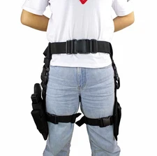 Adjustable Drop Leg Holster Right Hand Pistol Holder with Triple Magazine Pouch