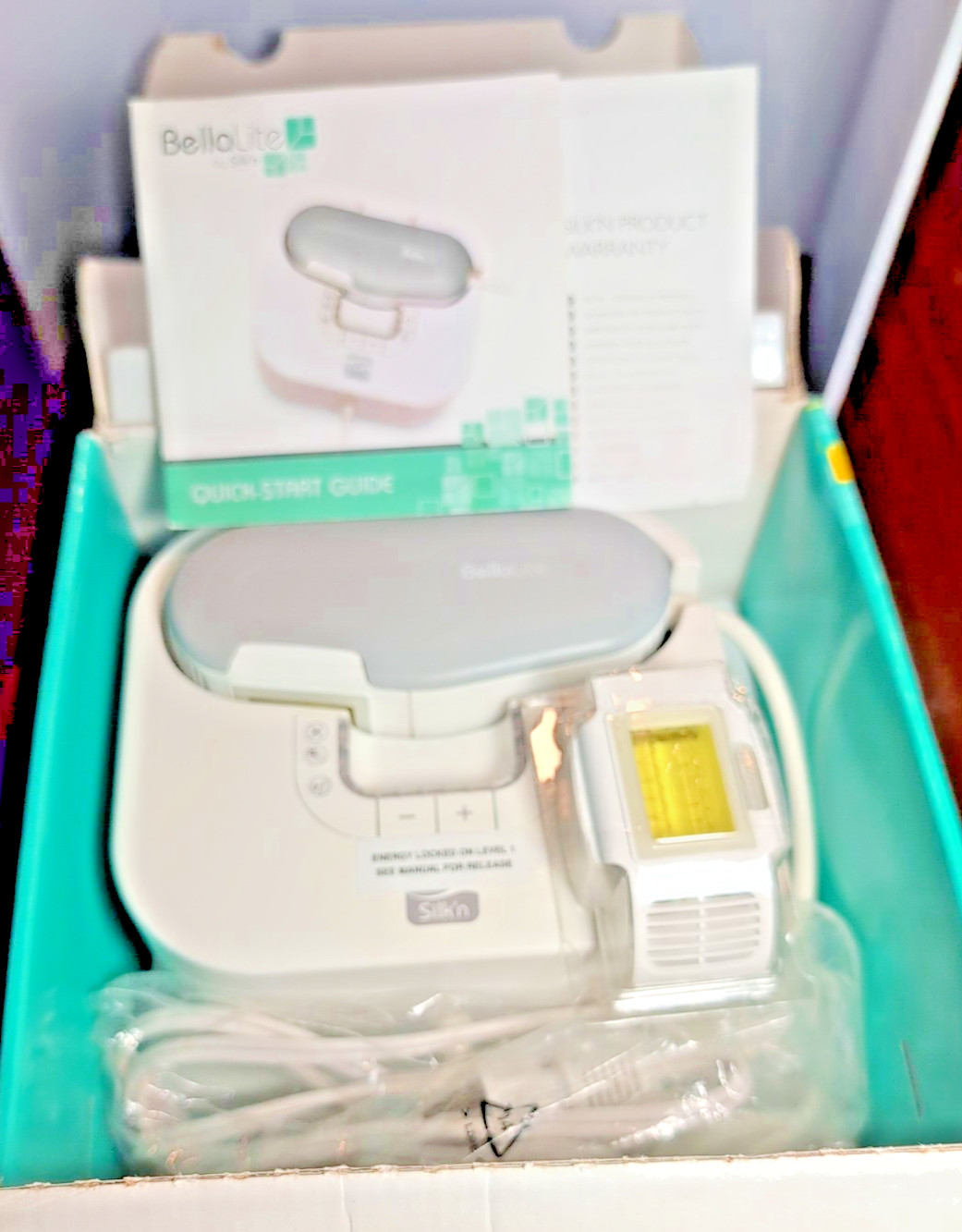 BellaLite by Silk'n At Home Light Hair Removal Kit With 2 Lamps Instructions Box