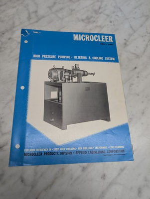 #ad MICROCLEER MODEL E HIGH PRESSURE PUMPING FILTERING COOLING SYSTEM SALES BROCHURE $45.00