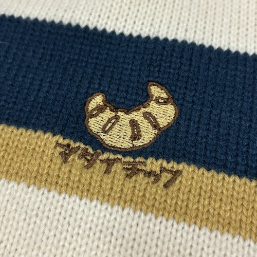 Aelfric Eden Croissant Embroidered Sweater Men's Large Striped - Picture 6 of 8