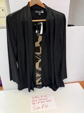 Antthony Woman Black Sequin Accent Multi-layer Top - Size P1X – HSN - NWT - #42