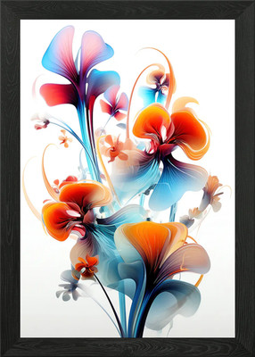 Fraktale Blume weiß Farbe gerahmt Wandbild Poster Leinwanddruck Bild