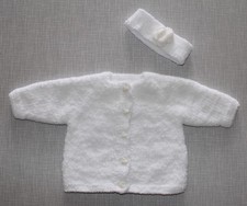 Strickjacke Baby Reborn Jacke mit Stirnband G...
