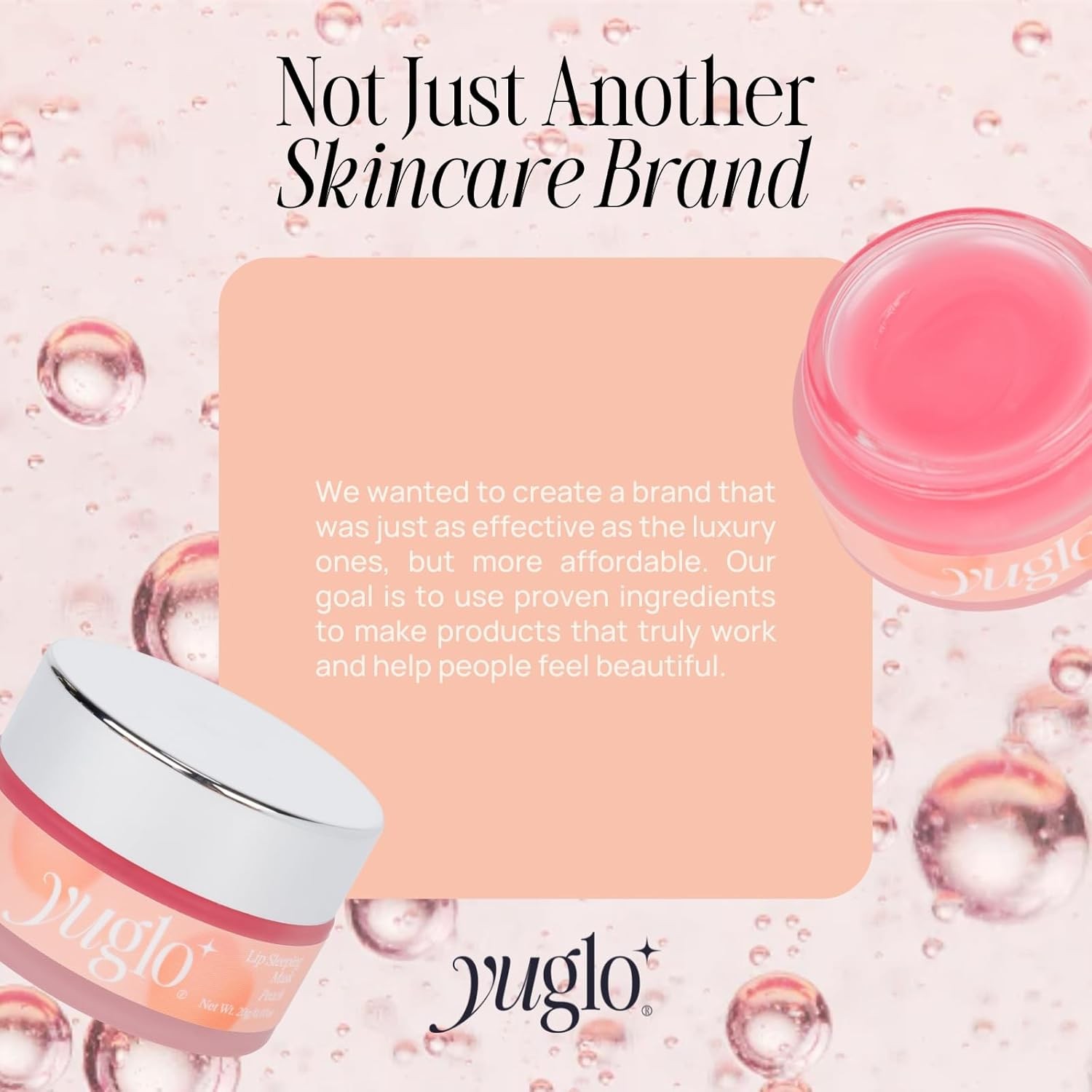 YUGLO Lip Sleeping Mask | Peach Flavor | Hydrating & Soothing Pink 