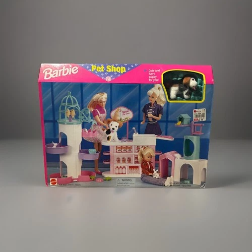 Vintage Barbie Pet Shop Playset 67550-92 Mattel 1997 NRFB Soft Dog Puppy