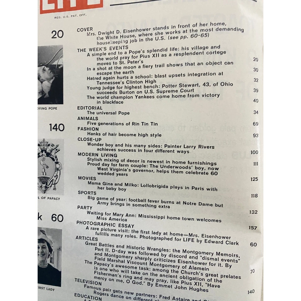 Life Magazine October 20 1958 Mamie Eisenhower America's First Lady at Home - Image 3 of 4