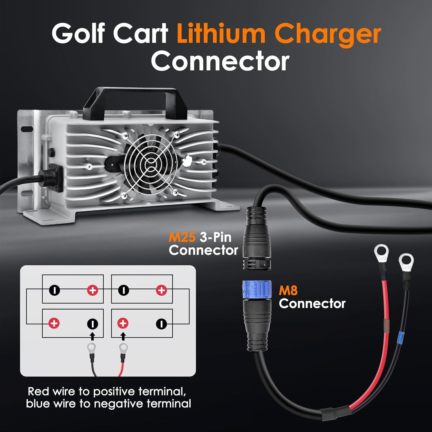 58.4V20A Golf Cart Lithium Battery Charger On-Board with OT (M8: 14-8 Terminals)