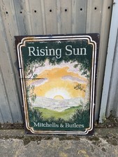 Large Vintage Metal Double Sided Hand Painted Mitchell’s & Butlers Pub Sign