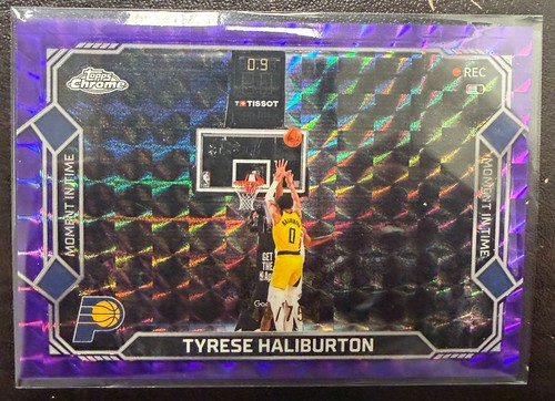 2025 TOPPS CHROME UPDATE  PURPLE GEO /75 MOMENT IN TIME TYRESE HALIBURTON *44