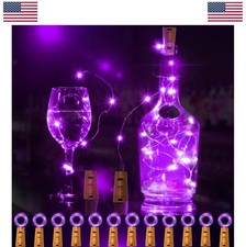 Wine Bottle Lights 12 Pack 20 LED Purple Cork Fairy String Lights Battery