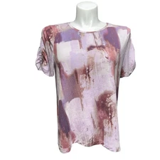 Simply Vera By Vera Wang Women’s XL Top Purple Tie Dye Short Sleeve Tee Shirt