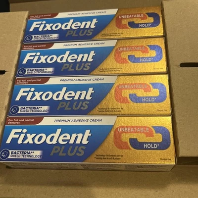 Fixodent Plus Unbeatable Bite Denture Adhesive, Flavour Free 40g (Pack of 4)