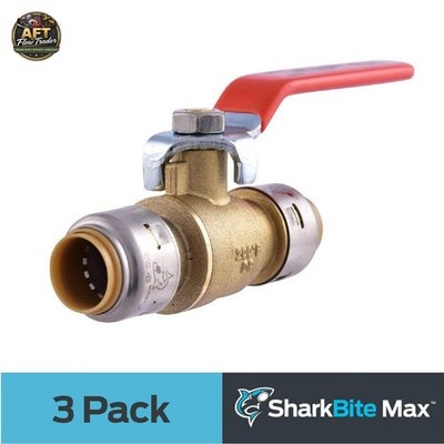 SharkBite Max Brass Push-to-Connect Ball Valve Pro Pack (3-Pack)