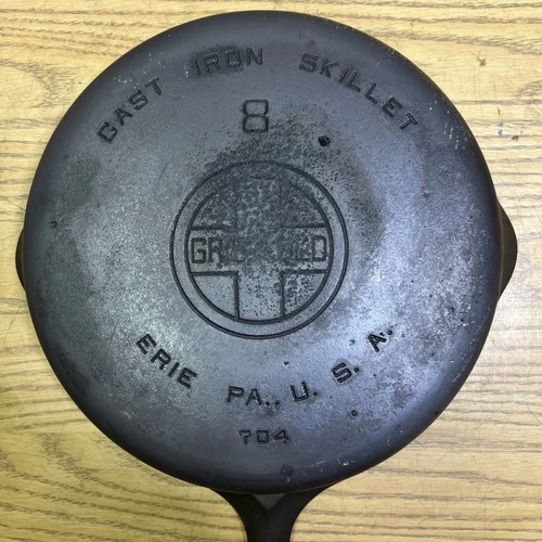 Griswold Cast Iron Skillet No.8 Large Block Logo, EPU 704 Vintage Restored USA