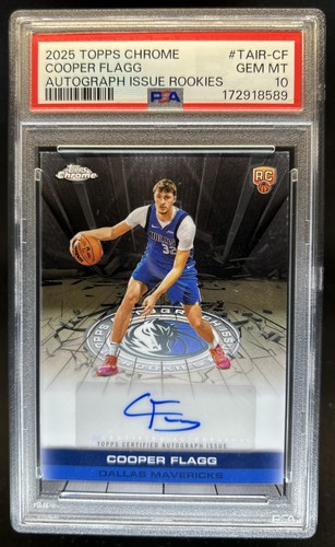 2025-26 Topps Chrome Cooper Flagg Auto Rookies RC #TAIR-CF Mavericks PSA 10