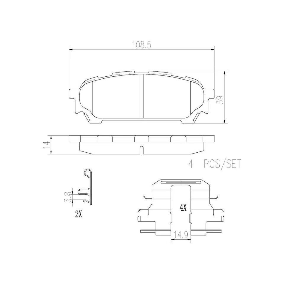 Kit de pastillas de freno ranuradas cerámicas traseras Brembo para Saab 9-2x Subaru Forester Impreza Foto 3 de 3