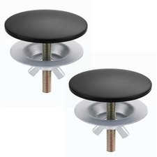 Brass Metal Faucet Hole Cover, 2-PCs Plug for Sink Countertop, Matte Black