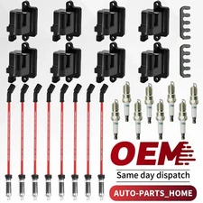 8X OEM Ignition Coils & Iridium Spark Plugs & Wires For Chevy GMC 4.8L 5.3L 6.0L