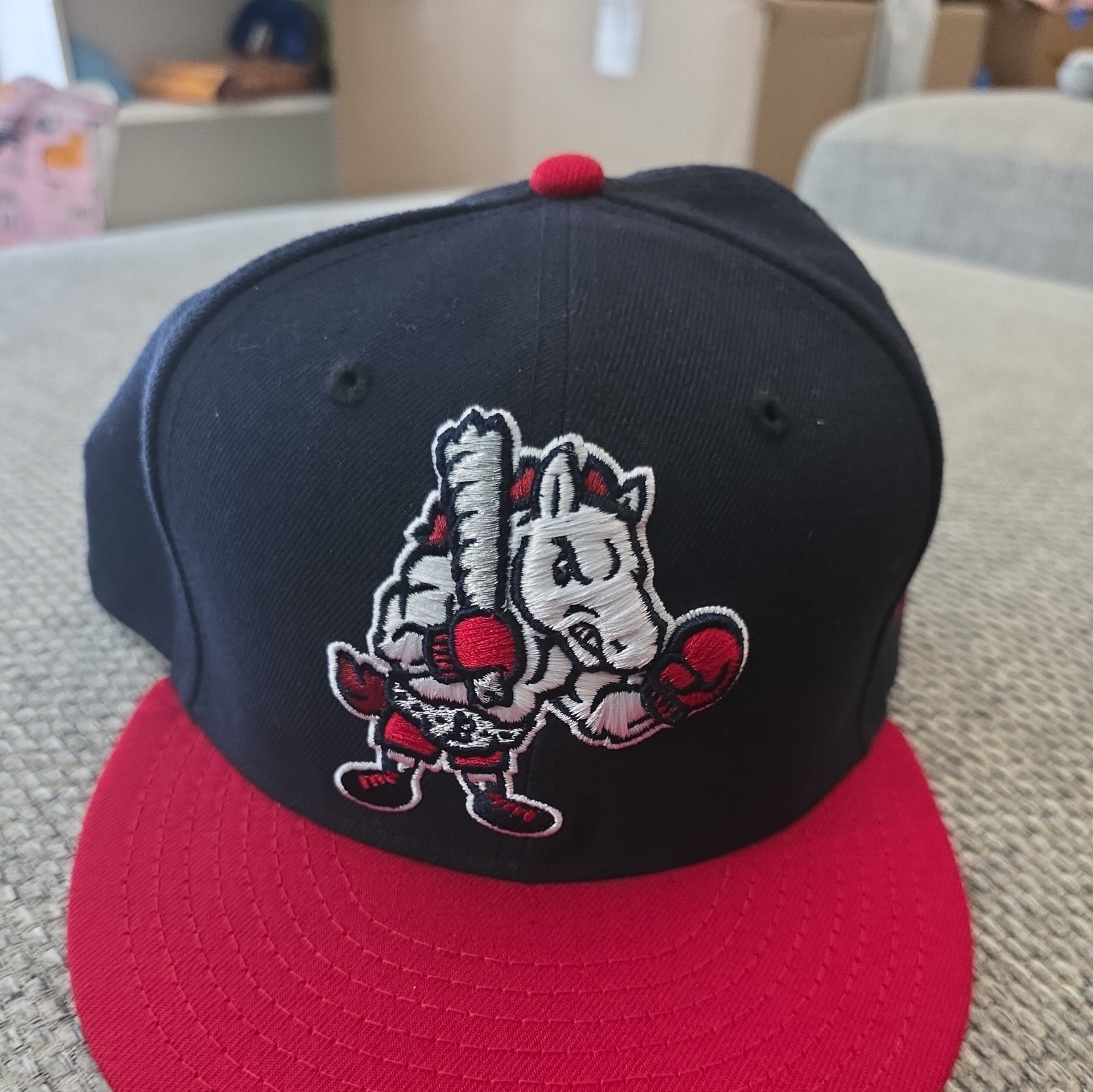 PONY Cappello aderente rosso navy Binghamton Rumble Ponies nuova era 5950 berretto 7 3 4 MILB