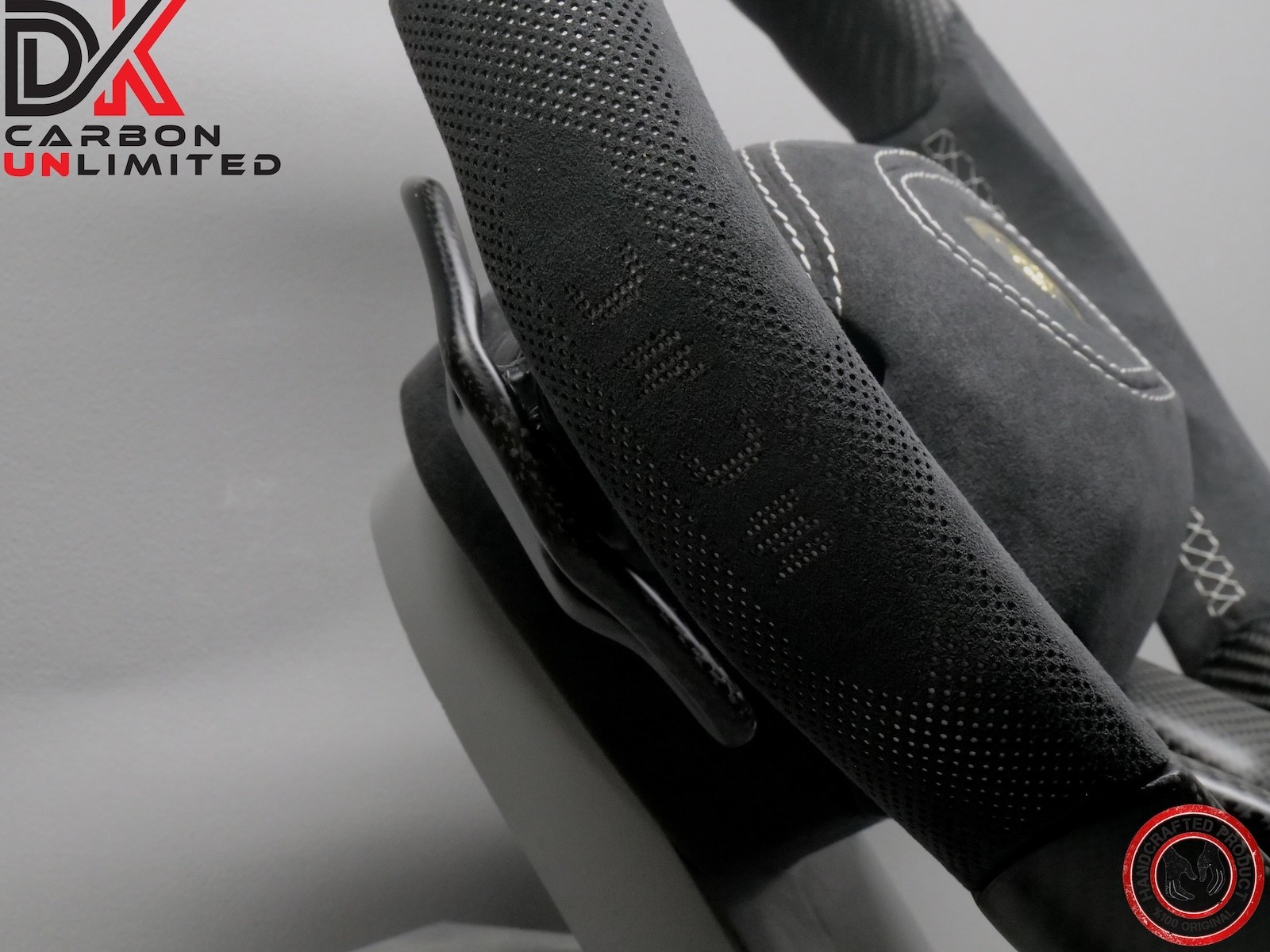 Lamborghini Urus S White Ring Alcantara Matte Satin Carbon Fiber Steering Wheel