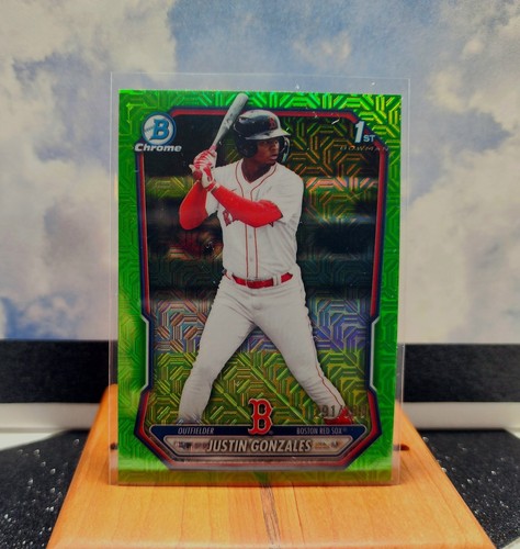 2026 Bowman Chrome 1st Justin Gonzalez Green Mojo Refractor #BCP-141 /399 Boston