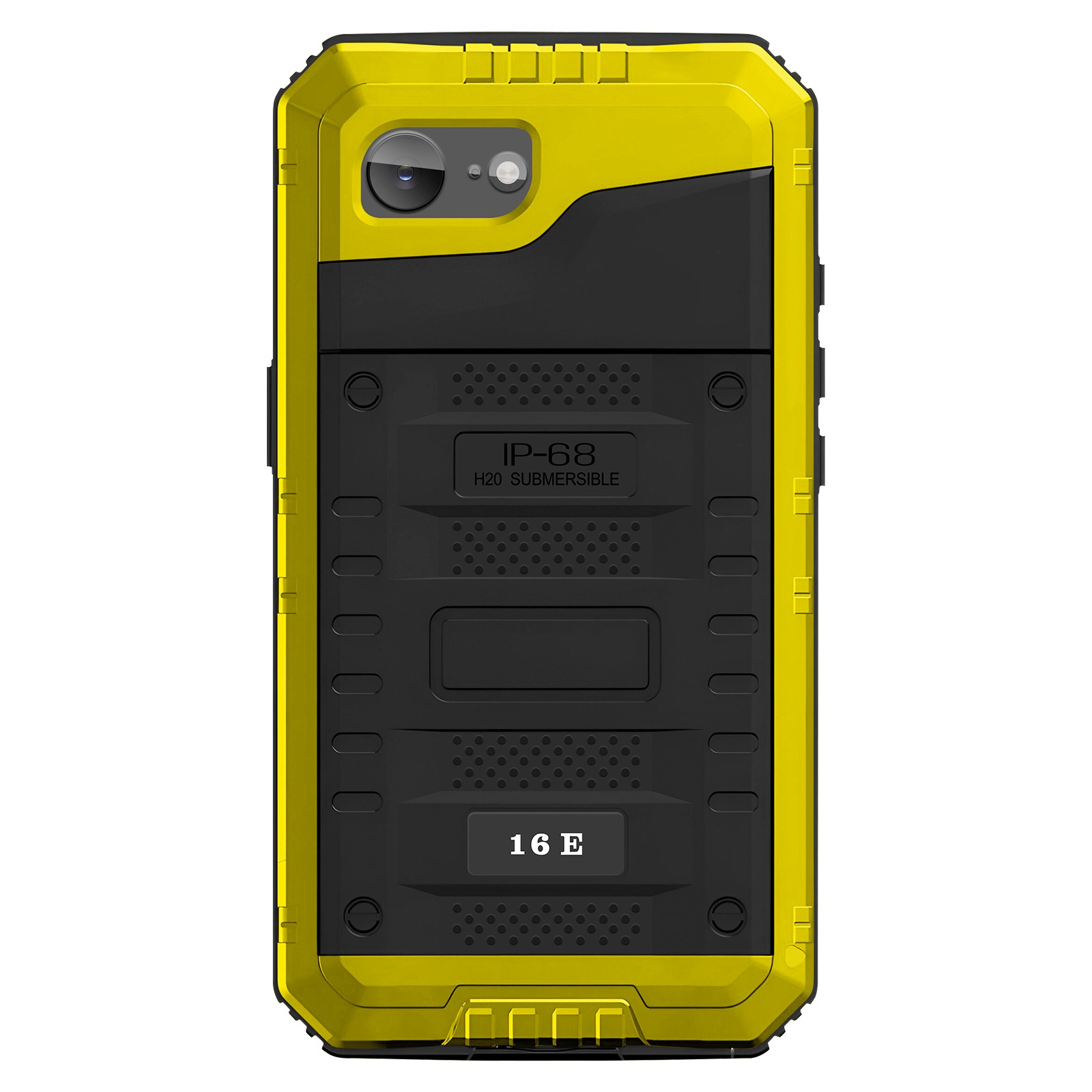 Coque iPhone 16e antichoc silicone étanche IP68 jaune pour artisan et maçon