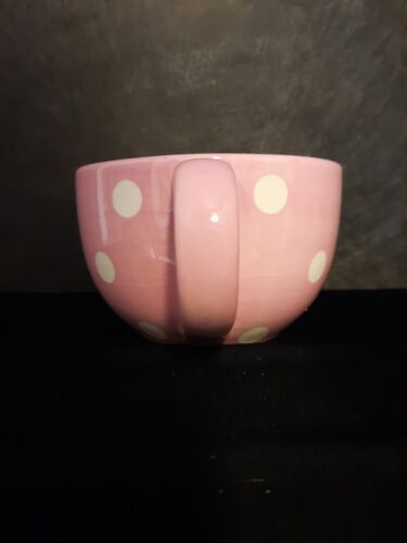 Pampered Chef "HELP WHIP CANCER" Pink Polka Dot Breast Cancer Coffee Mug/Cup - Picture 4 of 5