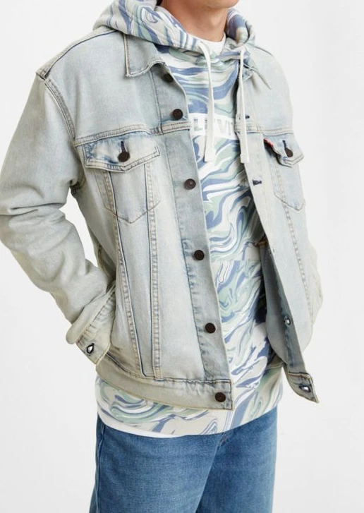 Levis Premium Jean Jacket Spirit Stretch Light Wash Mens 2XL NWT