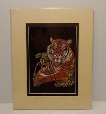 Majestic Tiger Big Cat Scratchboard Original Art Signed 8 X 10