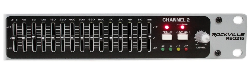 Rockville REQ215 Dual 15 Band 1/3 Octave Graphic Equalizer With Sub-Output! - Image 4 of 4