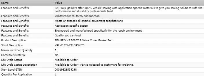 FEL-PRO Valve Cover Gasket Set For 2013-2016 BUICK ENCORE L4-1.4L Foto 2 de 4