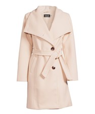 Mark Alan Women's Long Wool Belted Wrap Coat Brazilian Sand Size Large