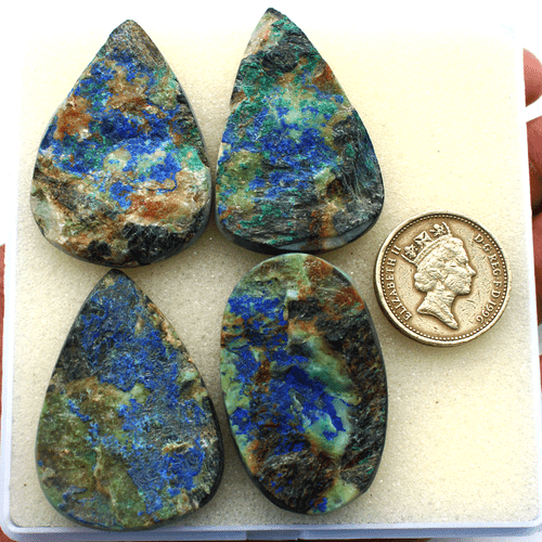 4 Pcs Natural Arizona Azurite Malachite Collectible Raw Face Druzy Crystal Reiki - Afbeelding 4 van 12