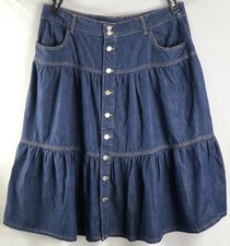 NWT Midi Blue Jean skirt 18 denim 38"W tiered ruffles Western Prairie Peasant