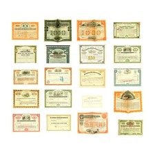 15 anciens certificats différents d'actions et d'obligations USA Railroads bel usage