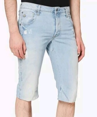 G-Star Raw Arc 3D 1/2 Custom Slim Fit Age Destroyed Denim Shorts