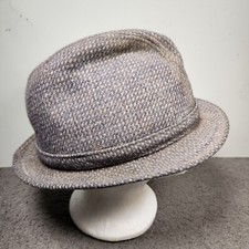 Vintage Dorfman Pacific Co Men's Medium Tweed Fedora Hat Gray Wool Lined Korea