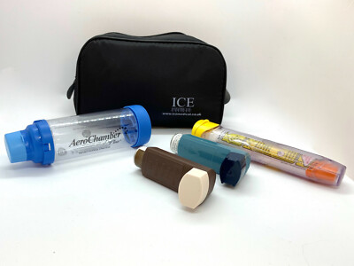 ICE Medical Black Inhaler Medication Bag - Epipen, Spacer, Travel or ...