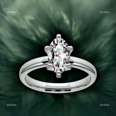 18K Gold April Birth Oval Natural Diamond Attractive Solitaire with Accents Ring