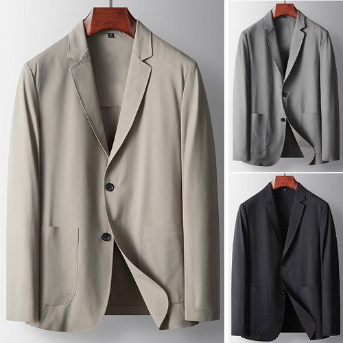 Men Casual Suit Jacket Spring Summer Business Coat Solid Thin Cool Blazer Jacket