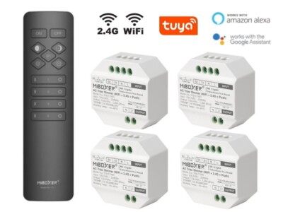 MiBoxer 1-4 Zonen WiFi + Funk Dimmer 230V + Fernbedienung LED + Halogen WLAN