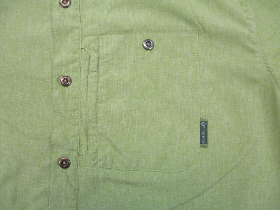 Merrell Shirt Mens Extra Large Green Hiking Short Sleeve Button Up Camp UPF - Image 3 of 4