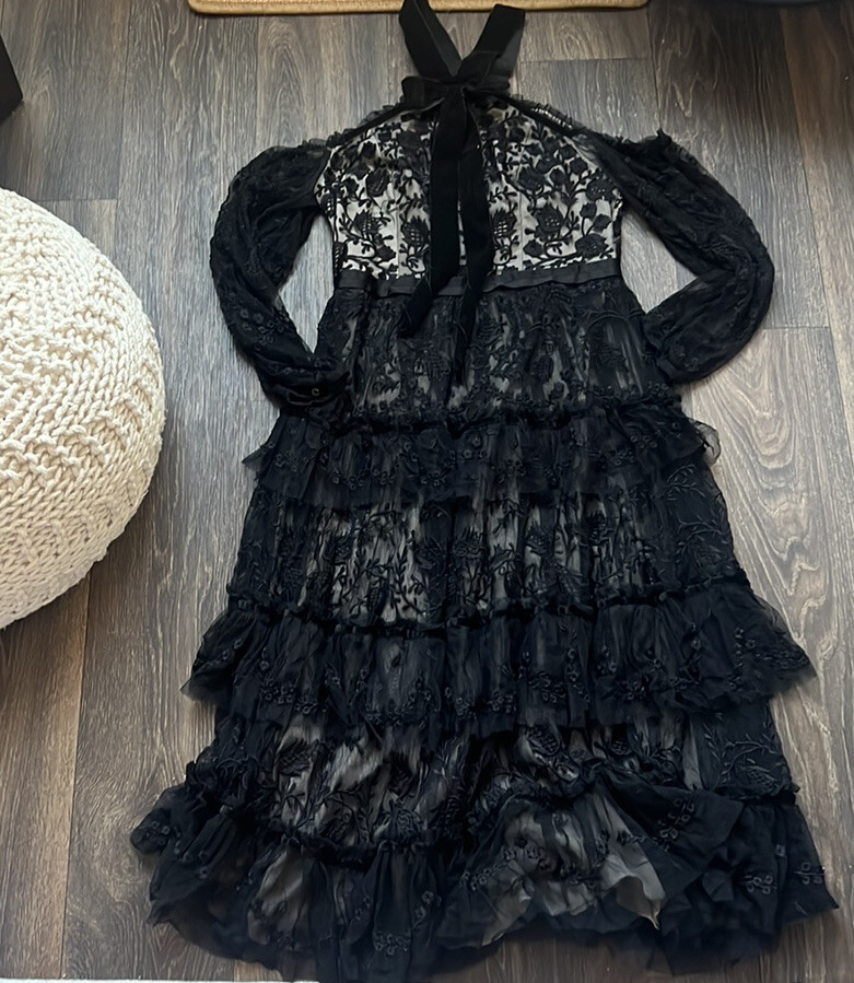 Needle Thread Ruffle Off Shoulder Gown Dress Sz