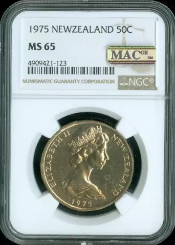 1975 New Zealand 50 Cents 50C NGC MS65 MAC Quality