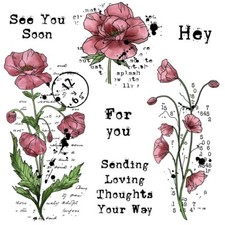 Beautiful Blooming Flowers See You Soon Sending Love Clear Stamps Card Craft