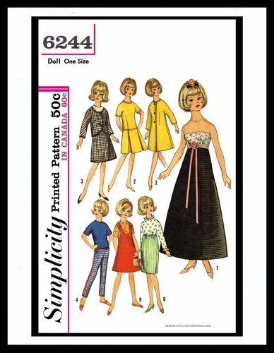 Simplicity 6244 Fashion DOLL Fabric Sewing Pattern TAMMY Jan 12" Vintage Barbie