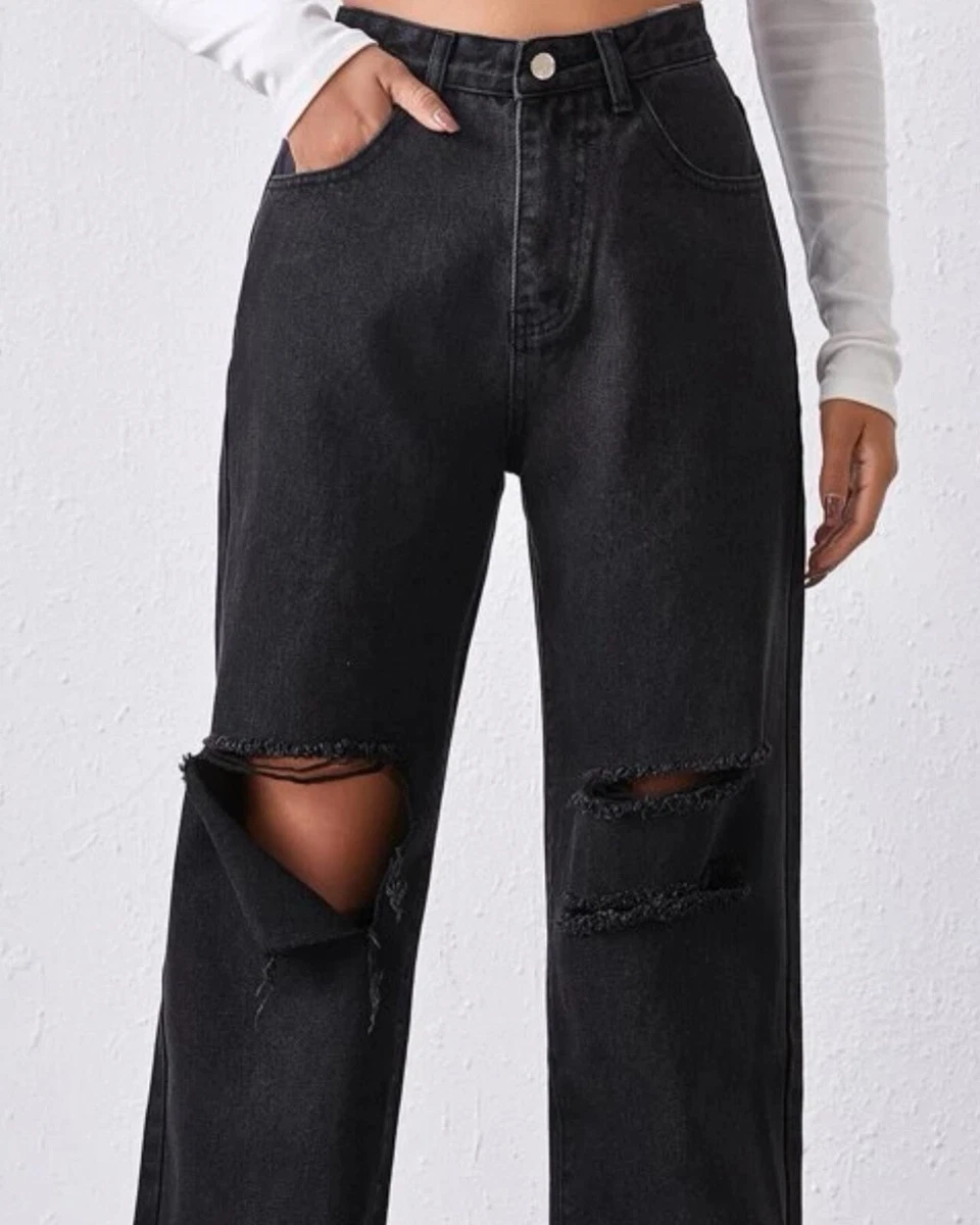 Sosana - High Waist Loose Fit Ripped Jeans